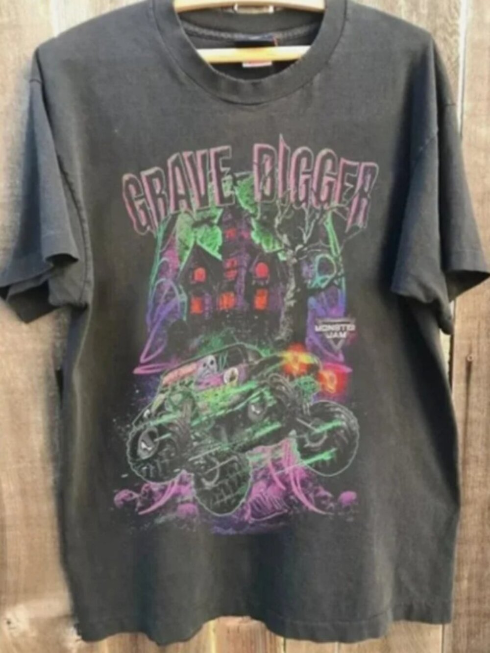 Vintage Grave Digger Monster Jam Tee Retro Horror Truck Y2K Streetwear Shirt